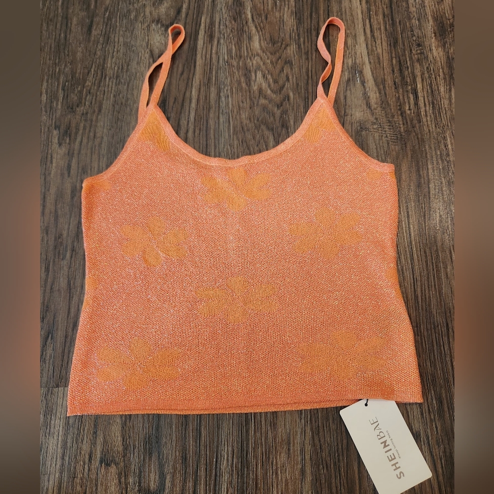 SHEIN Orange Women's Top Floral